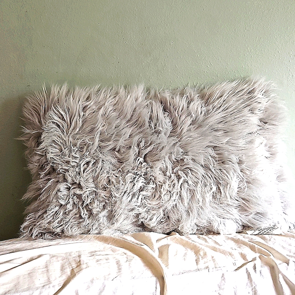 Grey Faux Fur Throw Pillows Set of 2 Gently Used